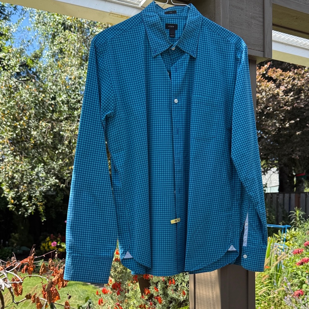 J. Crew Teal Checkered Casual Shirt